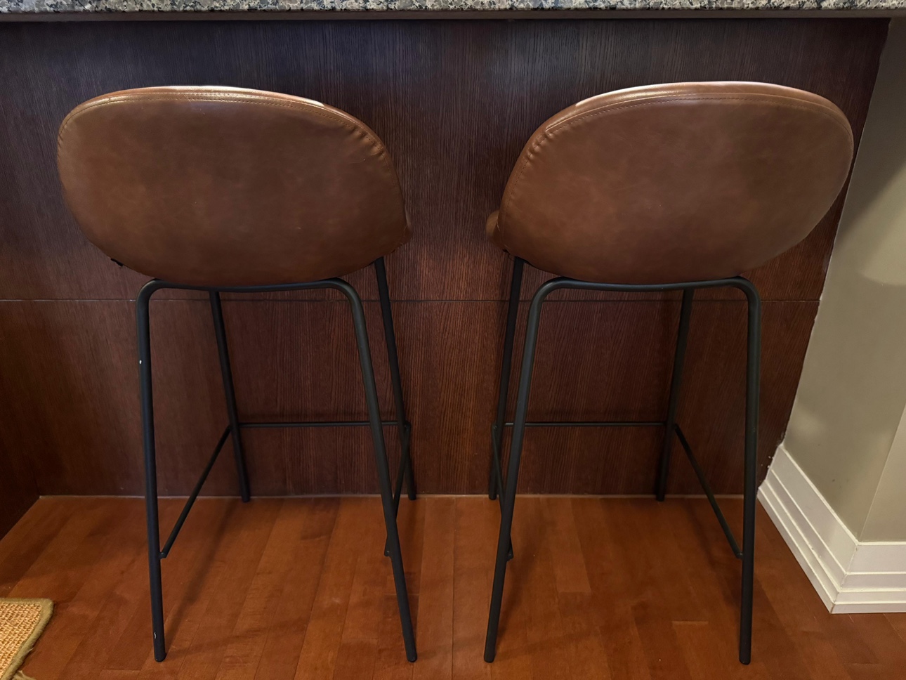 Brown Leather Bar Stools (Set of 2) - photo 3