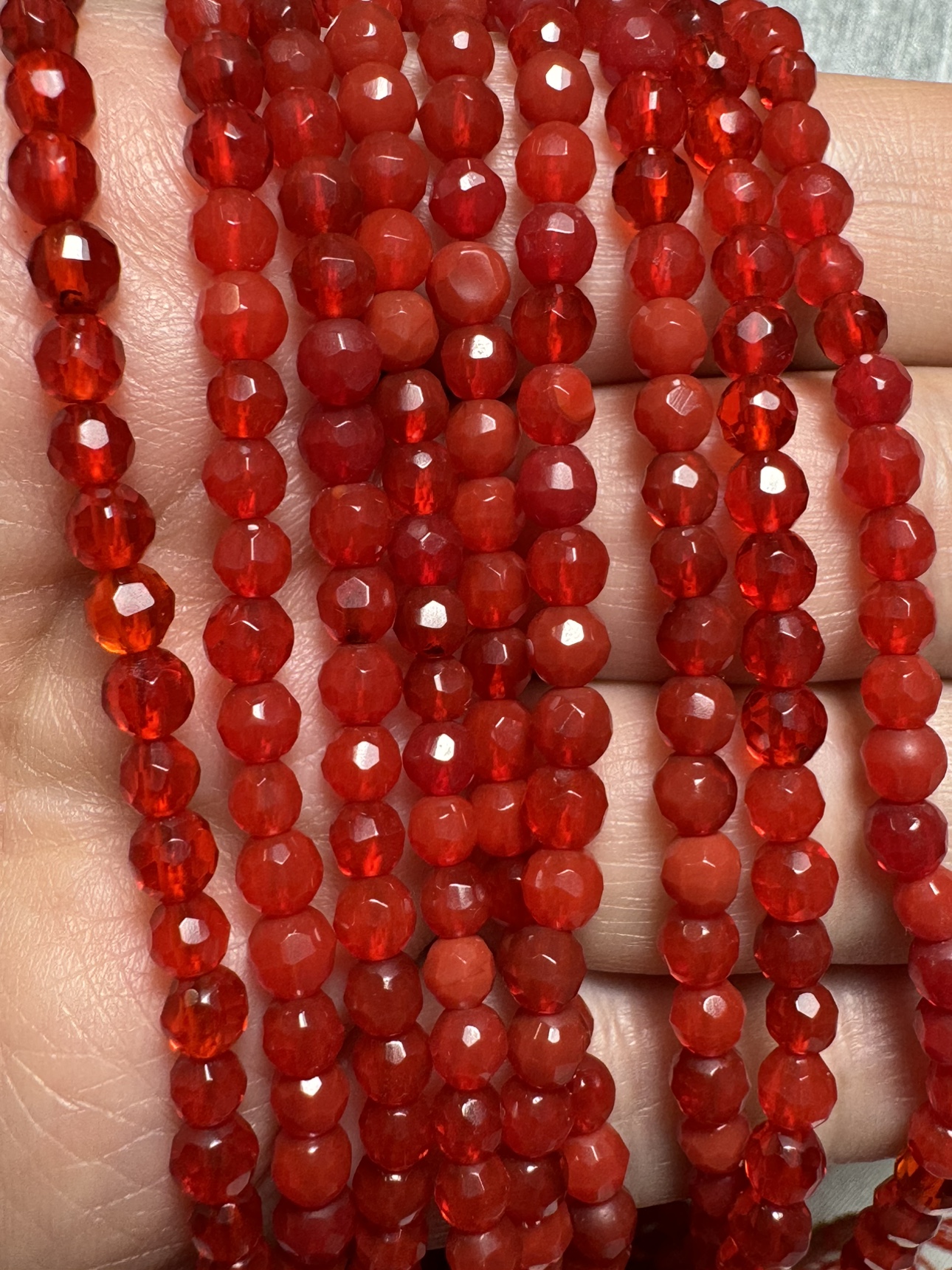 Red Faceted crystal Beads