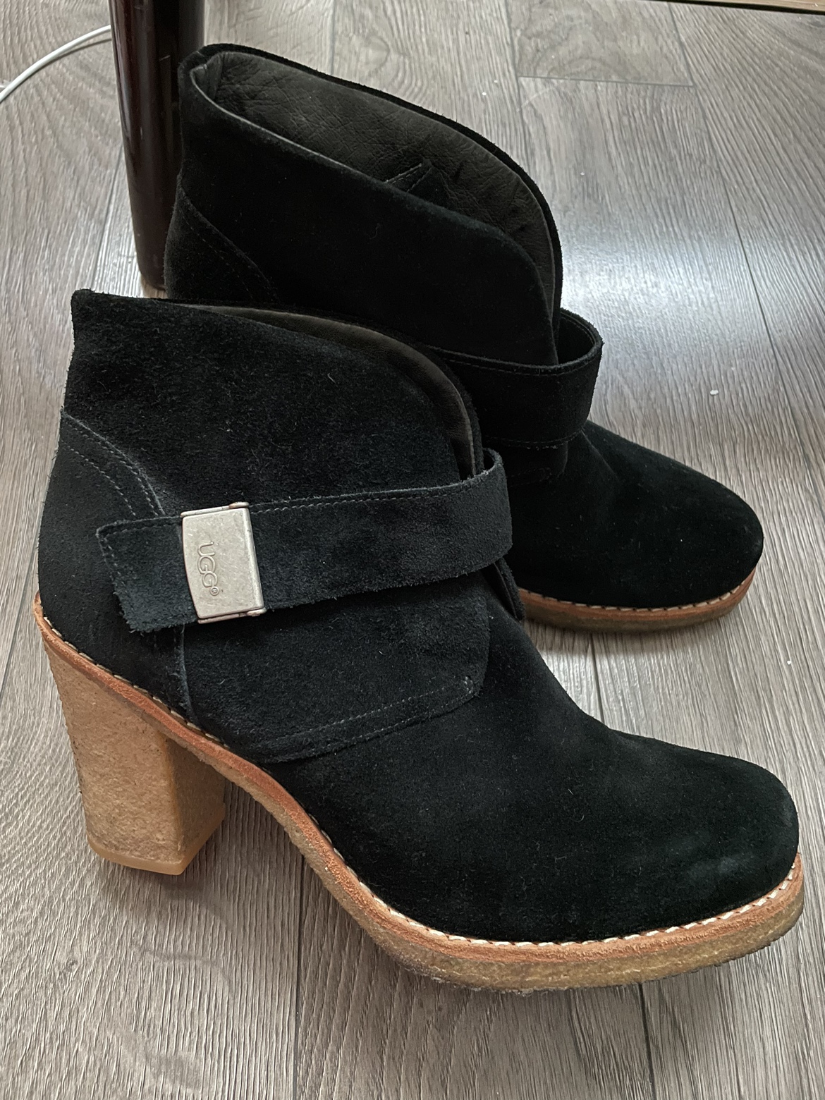 UGG Black Suede Ankle Boots Size 9 - $20