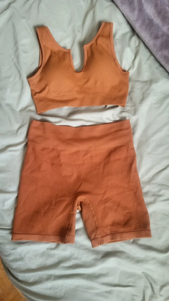 2 Piece Workout  Matching Crop Set (S-M, Dark Orange) image indicator(3)