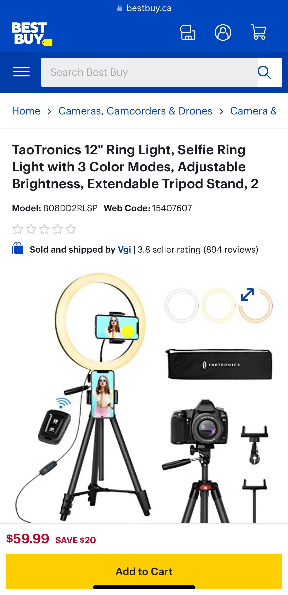 12" Ring Light, Selfie Ring Light with 3 Color Modes, Tripod - photo 2