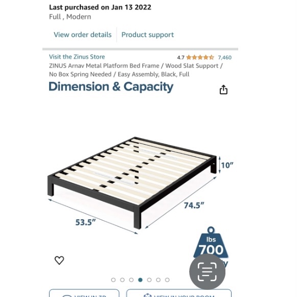 Full / Double Metal Bed Frame (Platform, 10 inch) - photo 3