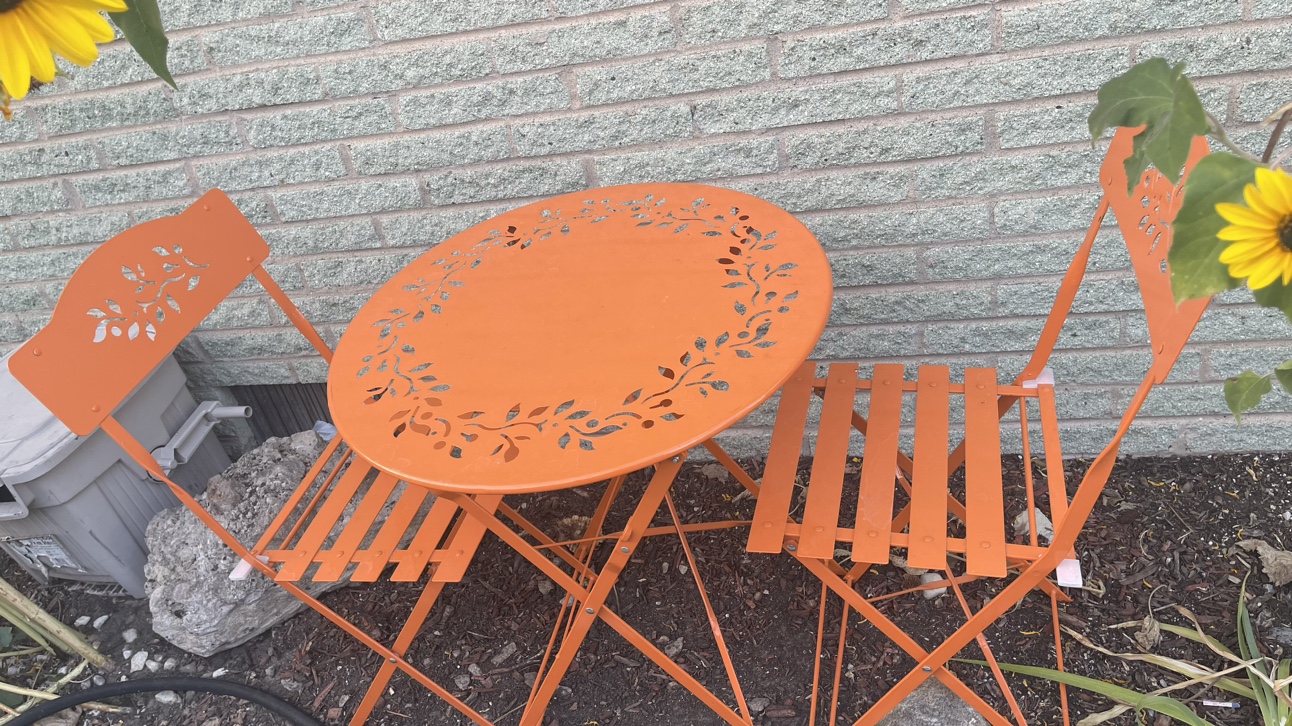 Orange Patio Table and Two Chairs folding - photo 4