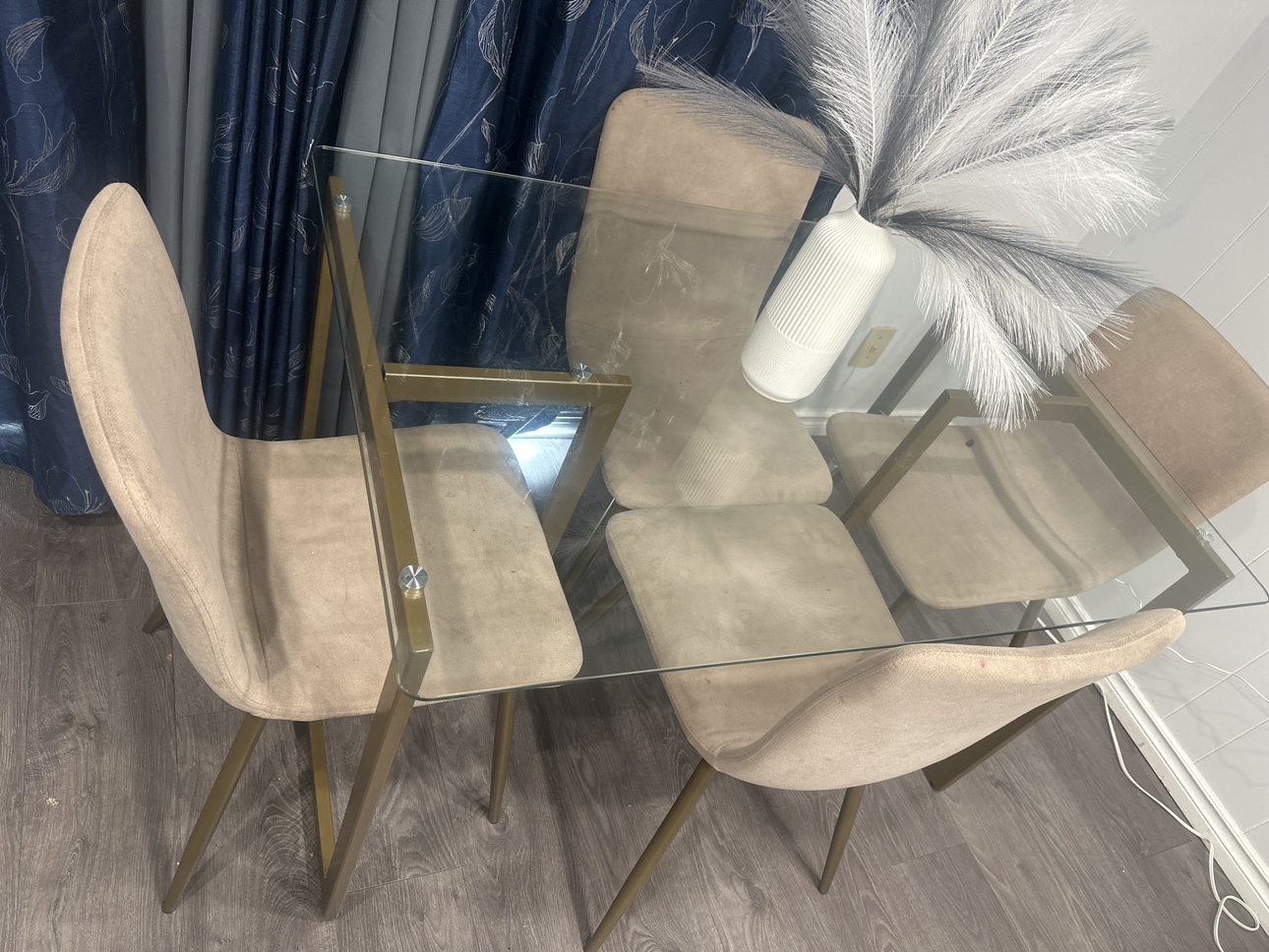 Glass Dining Table and Four Chairs