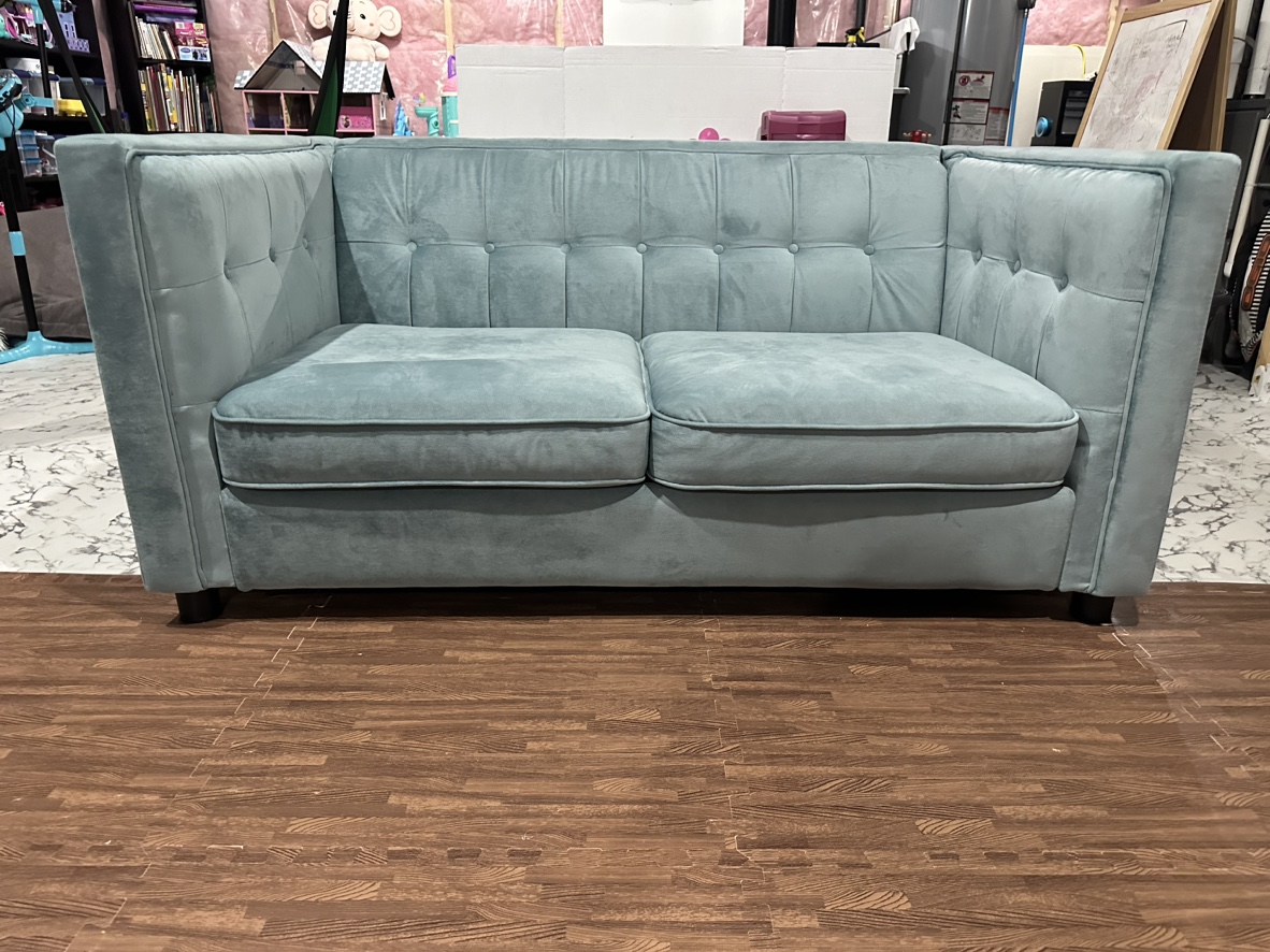 Teal Velvet Loveseat