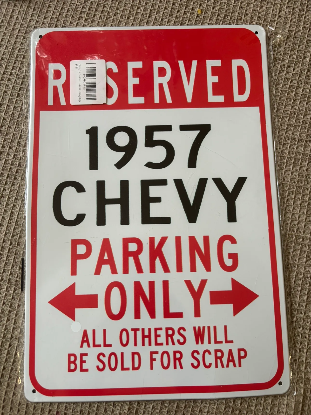1957 Chevy Parking Only Metal Sign thumbnail