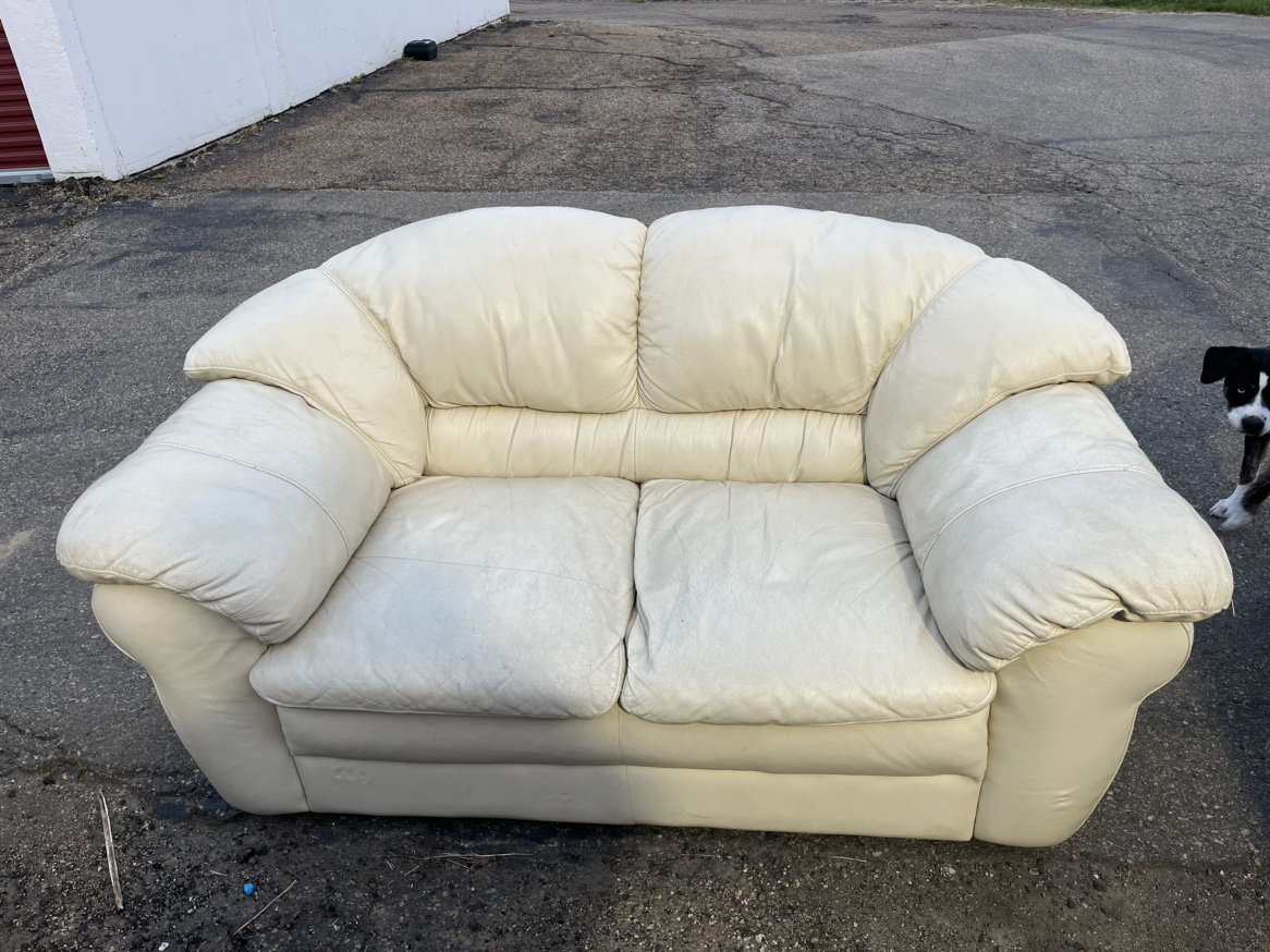 White Leather Love Seat - photo 2
