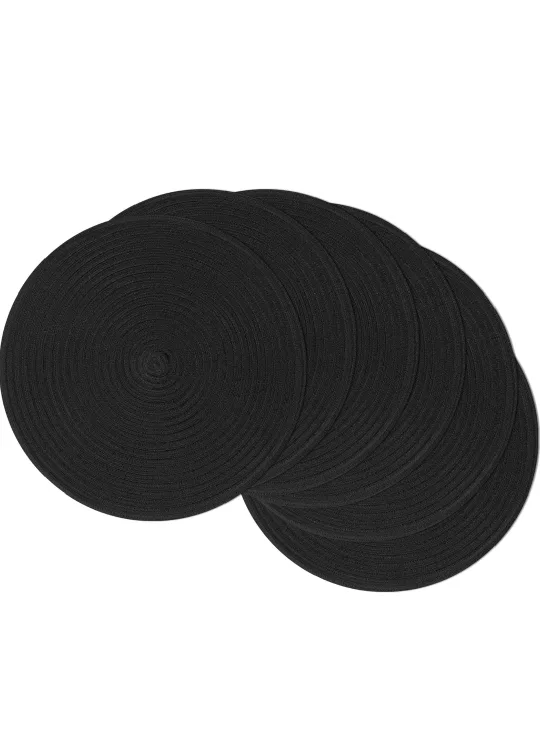 Black Round Placemats - Set of 6 thumbnail