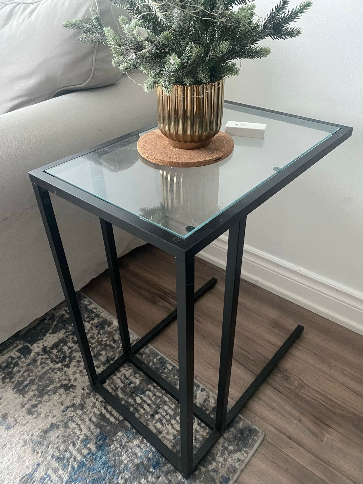 Black Glass Side Table