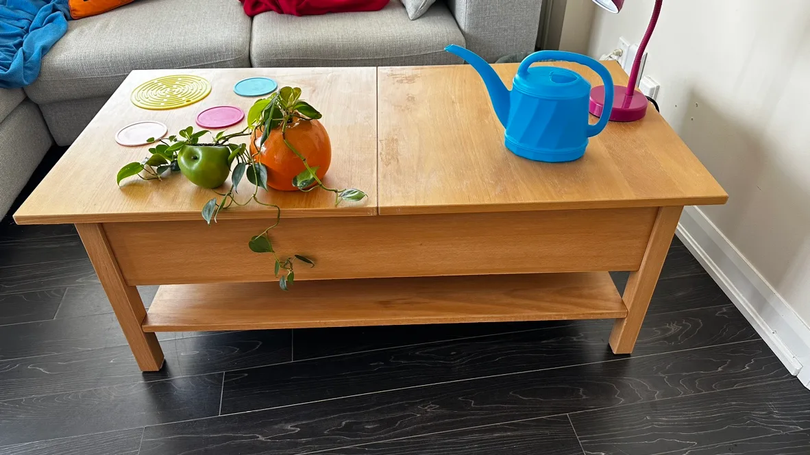 IKEA KOLSVIK Extendable Top Wood Coffee Table with Storage thumbnail