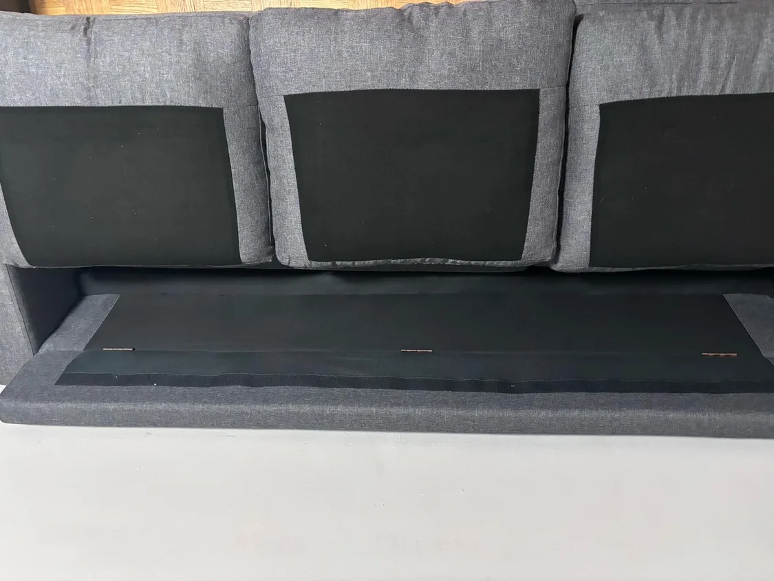 Like New - Grey Sofa with Cup Holders image indicator(7)