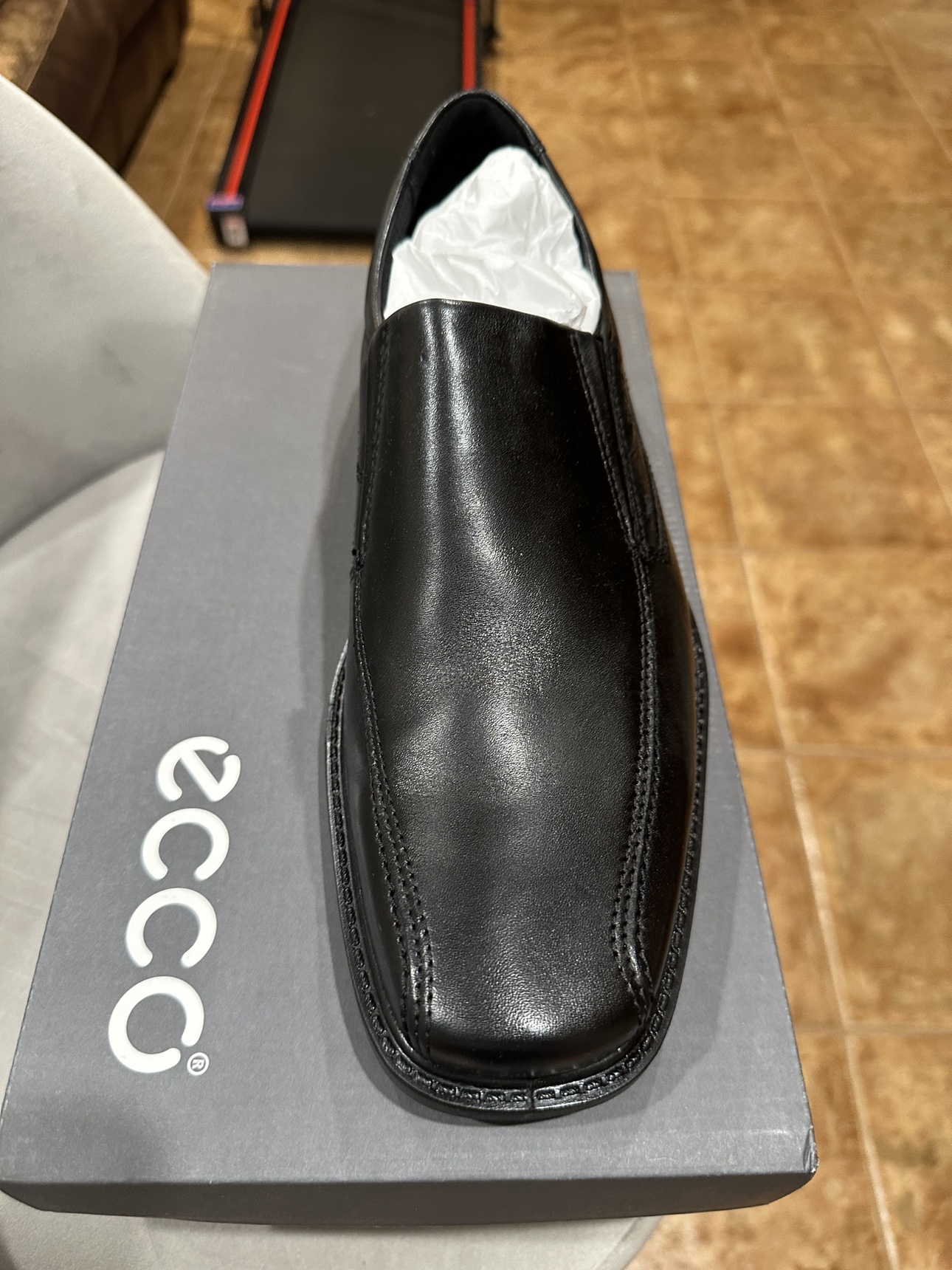 Ecco Men's Black Leather Slip-On Shoes