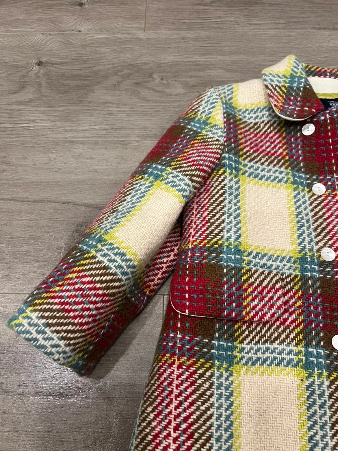 Burberry Kids Plaid Coat Size 3 Years image indicator(3)