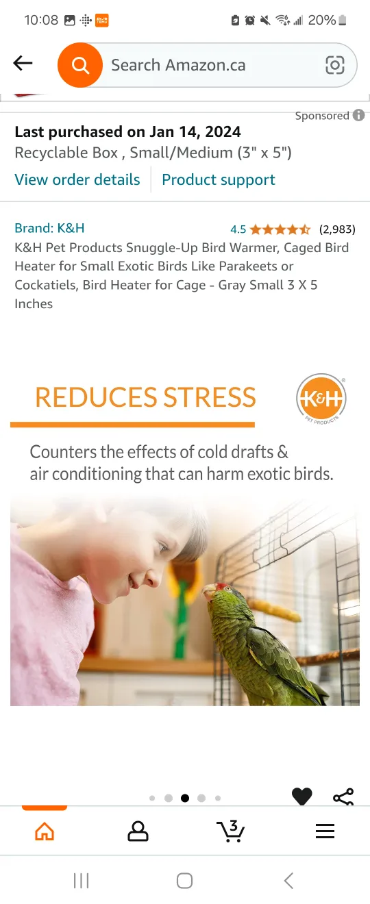 Snuggle-Up Bird Warmer, Bird Cage Heater (small exotic birds) 🥕 image indicator(6)