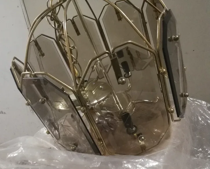 Vintage brass & glass chandelier 🧡 image indicator(6)