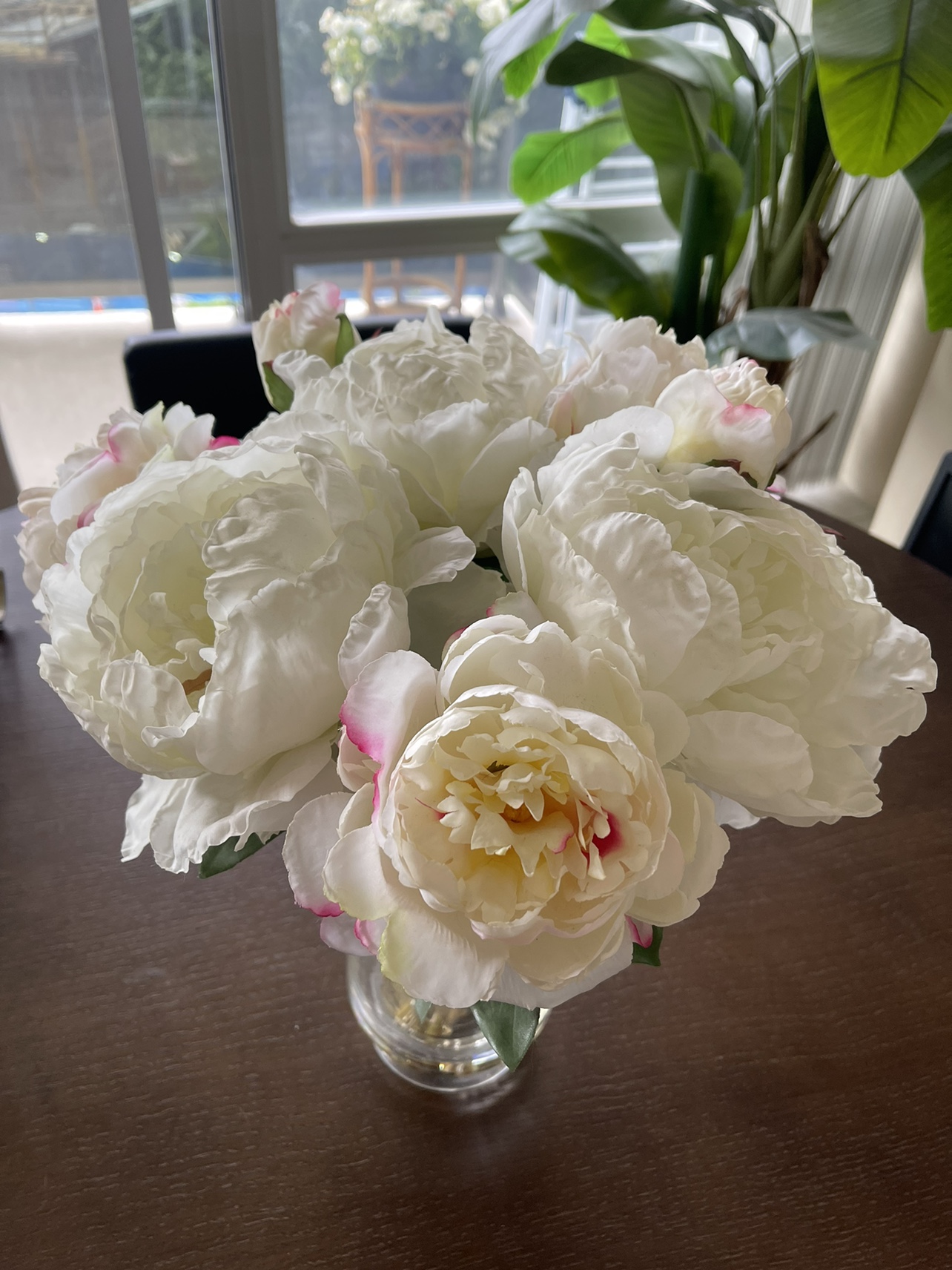 Artificial Peony Bouquet in glass vase - photo 3