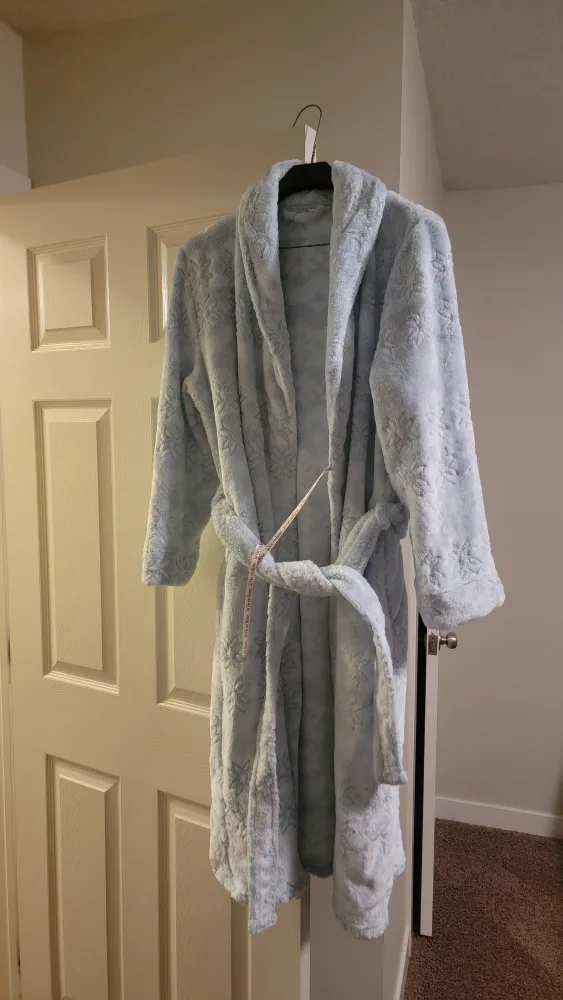 Blue Fleece Robe with Embroidered Design #freecycle thumbnail