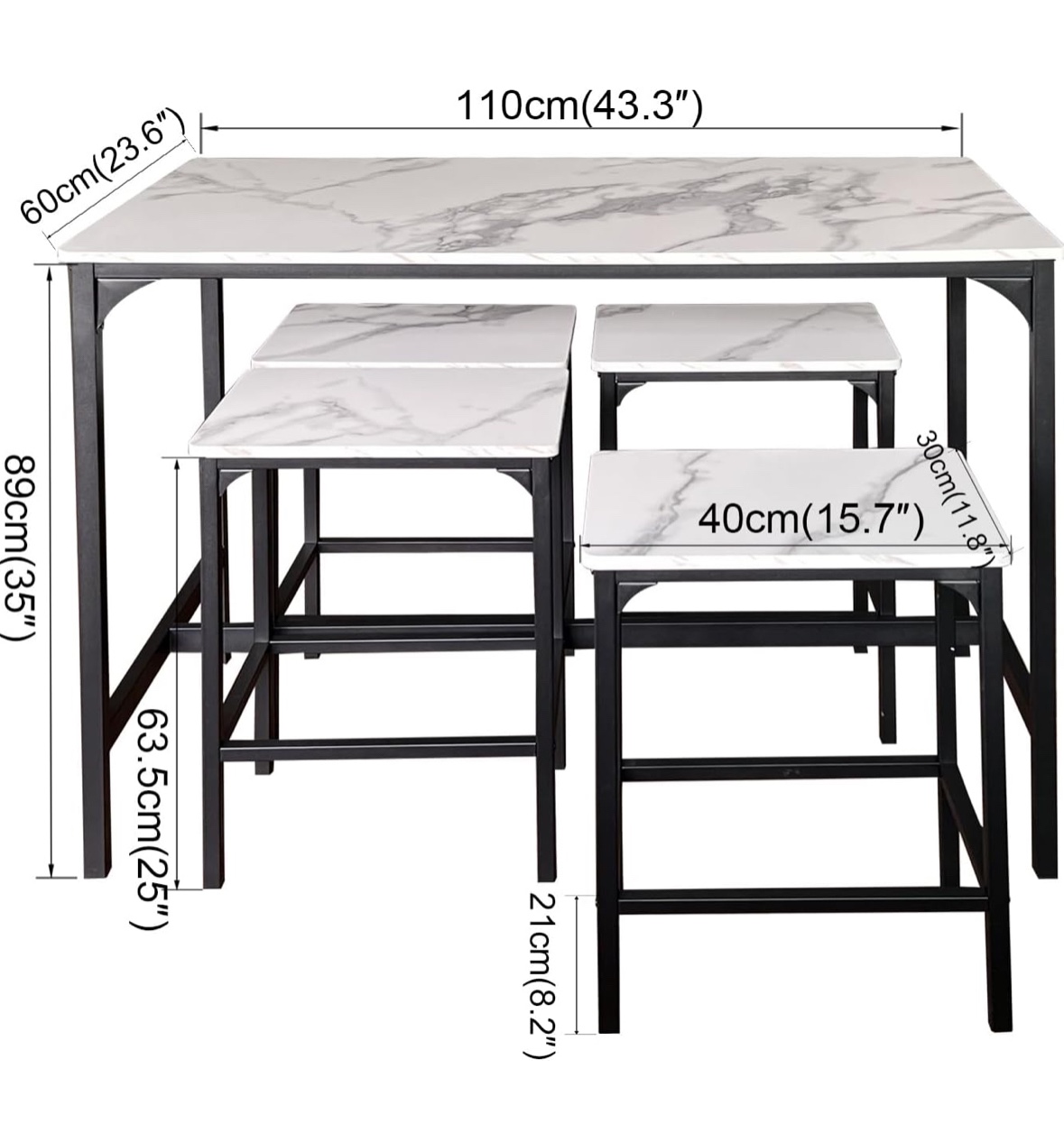 Dining Table Set with 4 Stools - photo 2