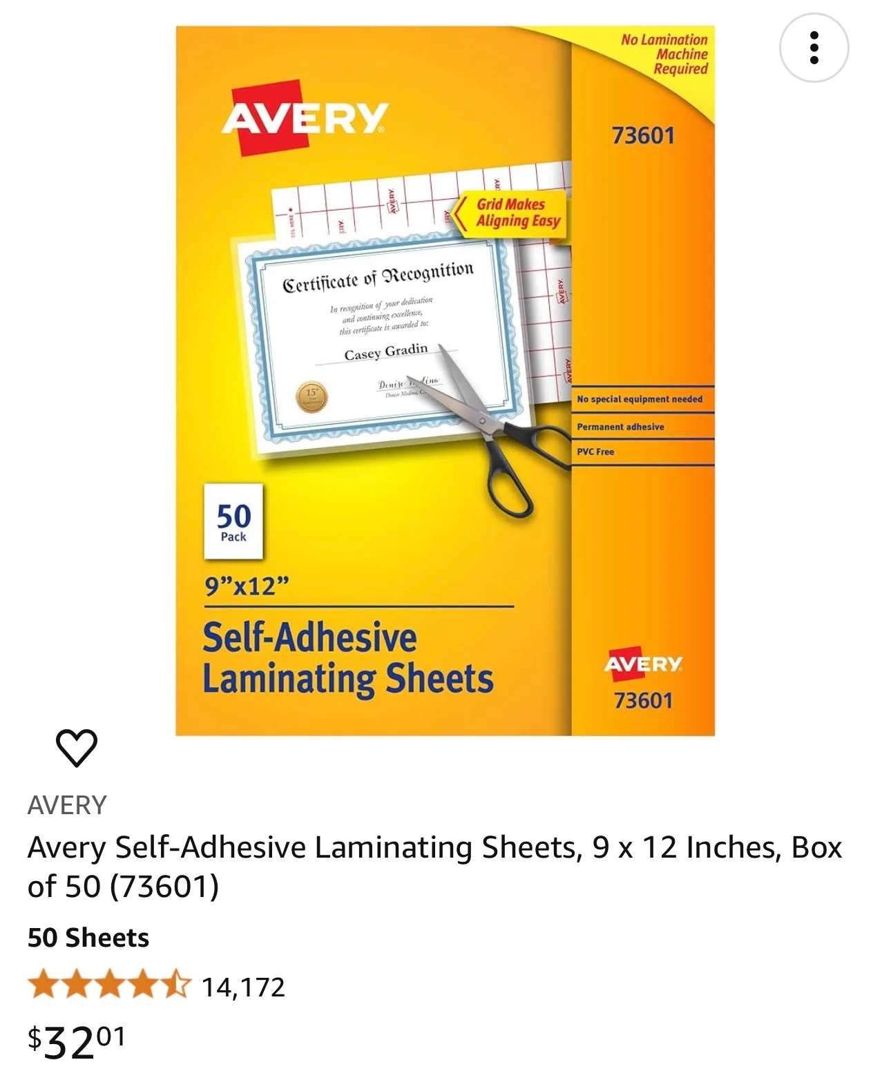 Avery self adhesive laminating sheets thumbnail