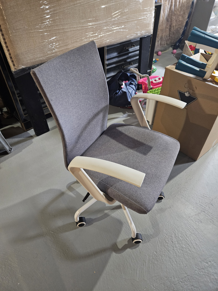 Grey Office Chair with White Arms
