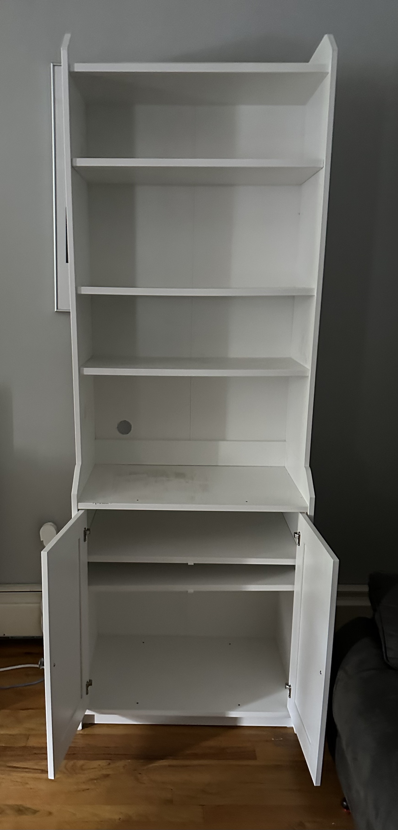 White Bookcase with Cabinet Doors - photo 2