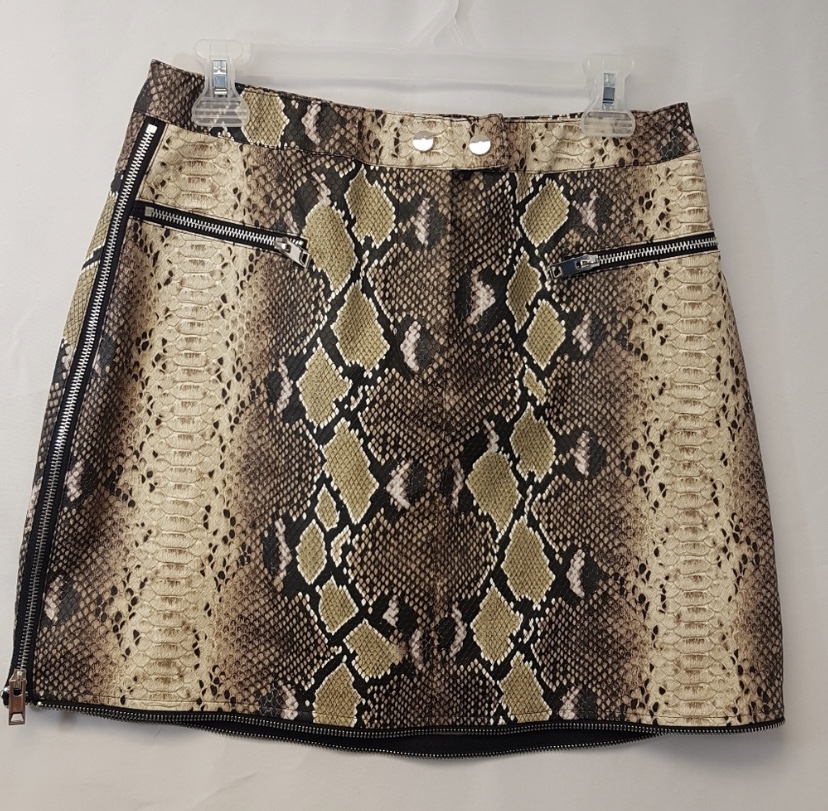 Large leather snakeskin mini skirt new