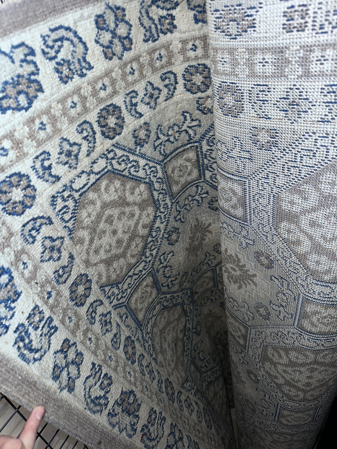 Large Beige and Blue Rug