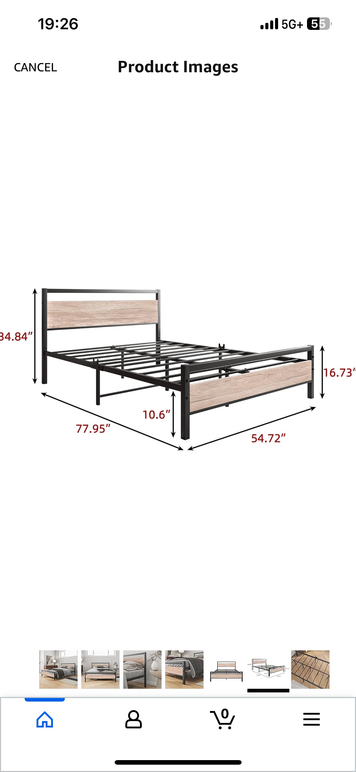 Metal Bed Frame w oak veneer (double/full) - photo 3