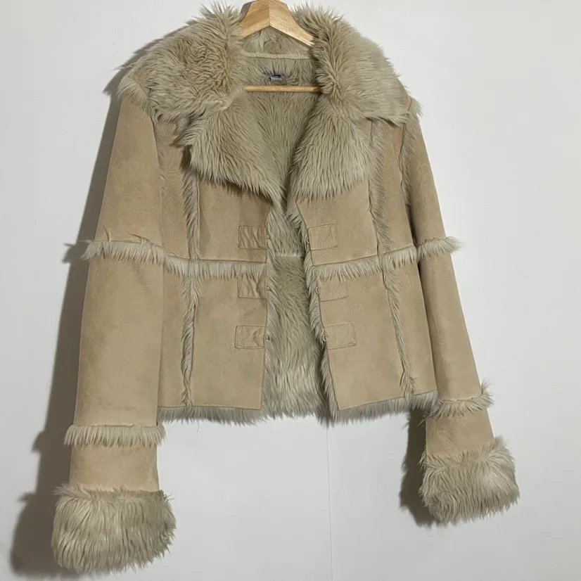 Suede Jacket with Faux Fur Trim thumbnail