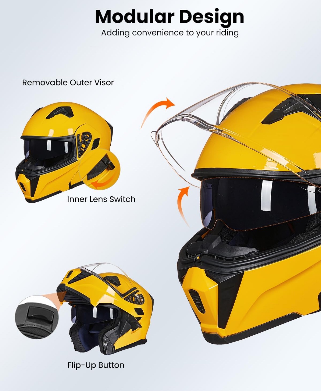 Yellow Motorcycle Helmet - photo 4