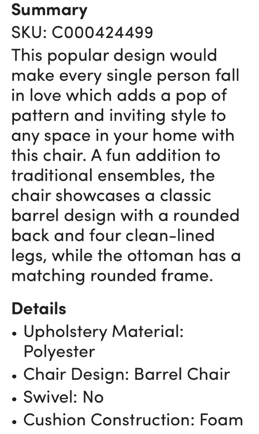 Grey Upholstered Barrel Chair with Ottoman image indicator(4)