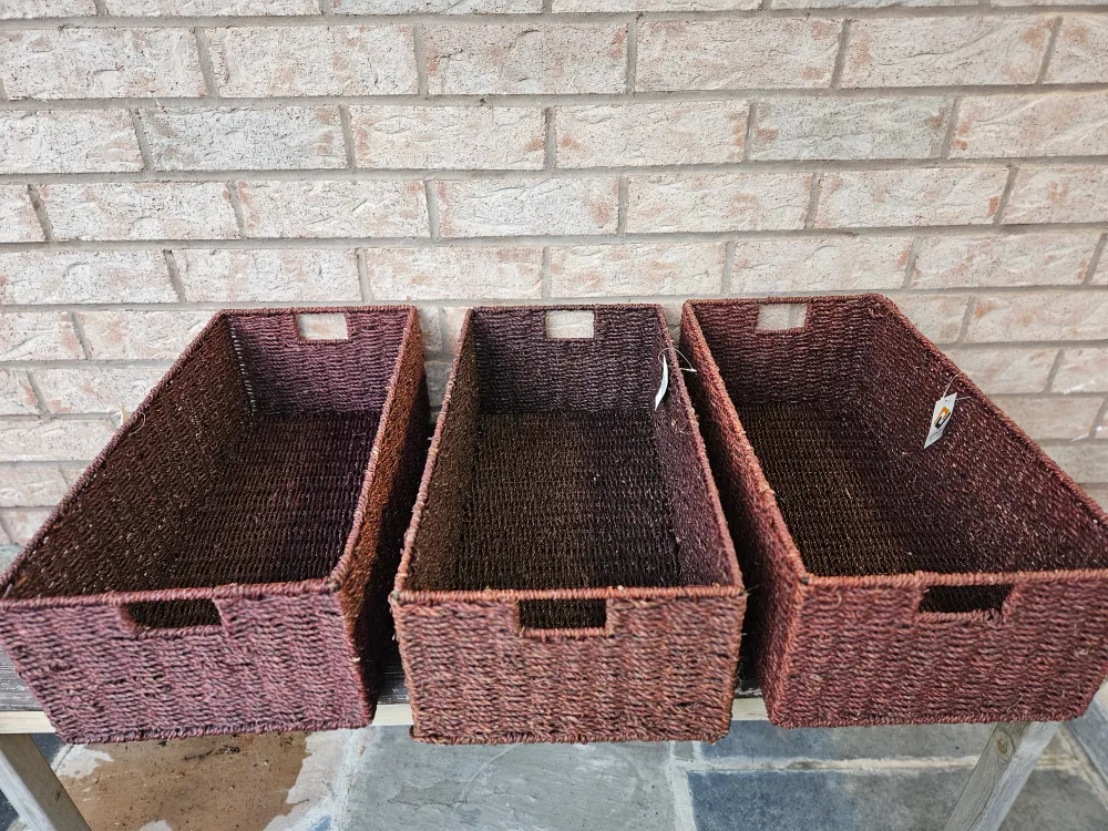 3 wicker baskets 22 in x 11 in x 7 in thumbnail