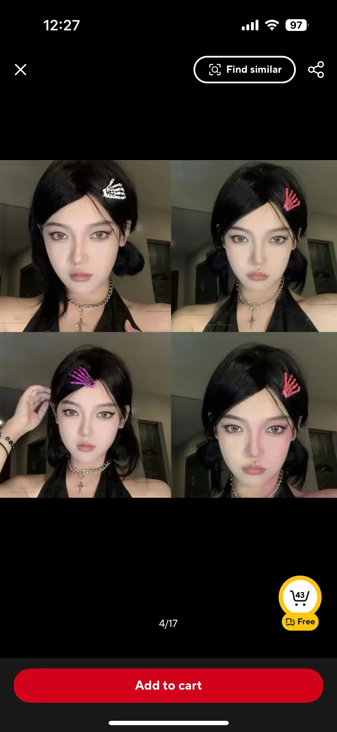 Skeleton Hand Hair Claws clips image indicator(2)