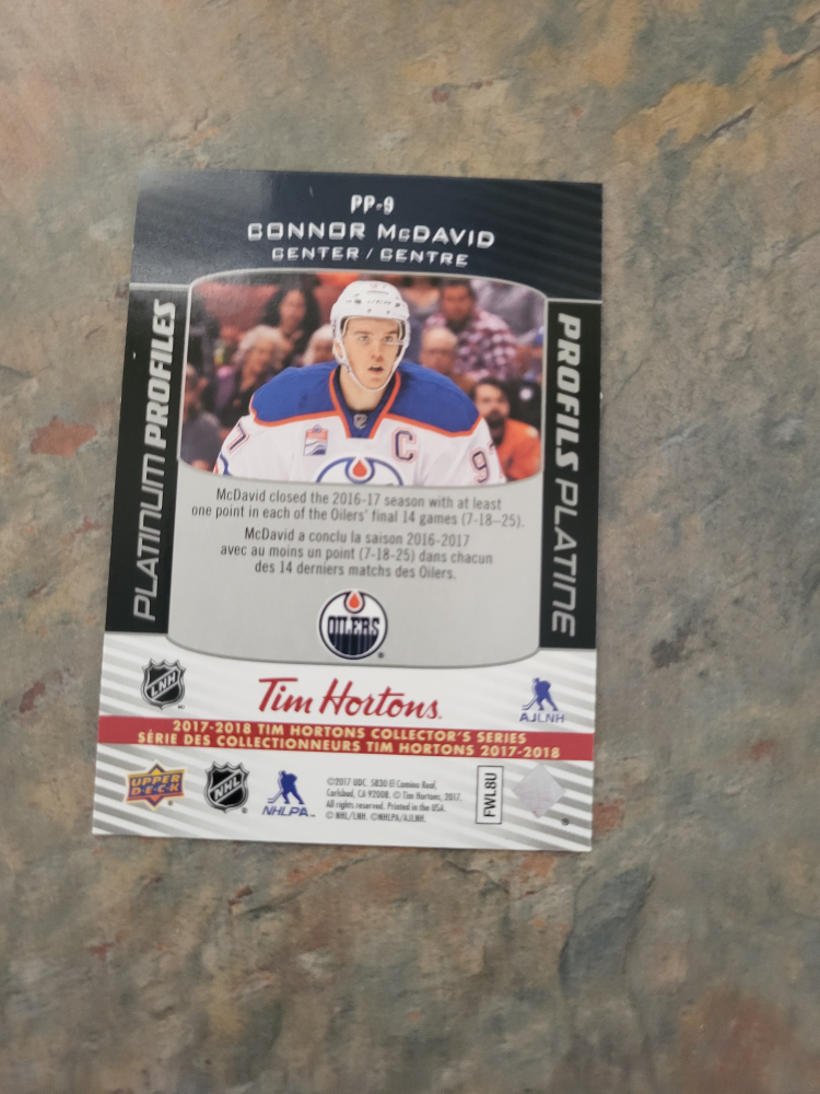 Connor McDavid 2017-18 Tim Hortons Rookie Card - photo 2