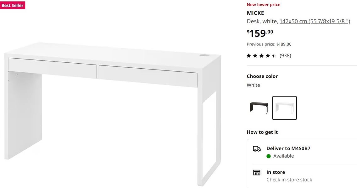 IKEA MICKE White Desk - photo 4