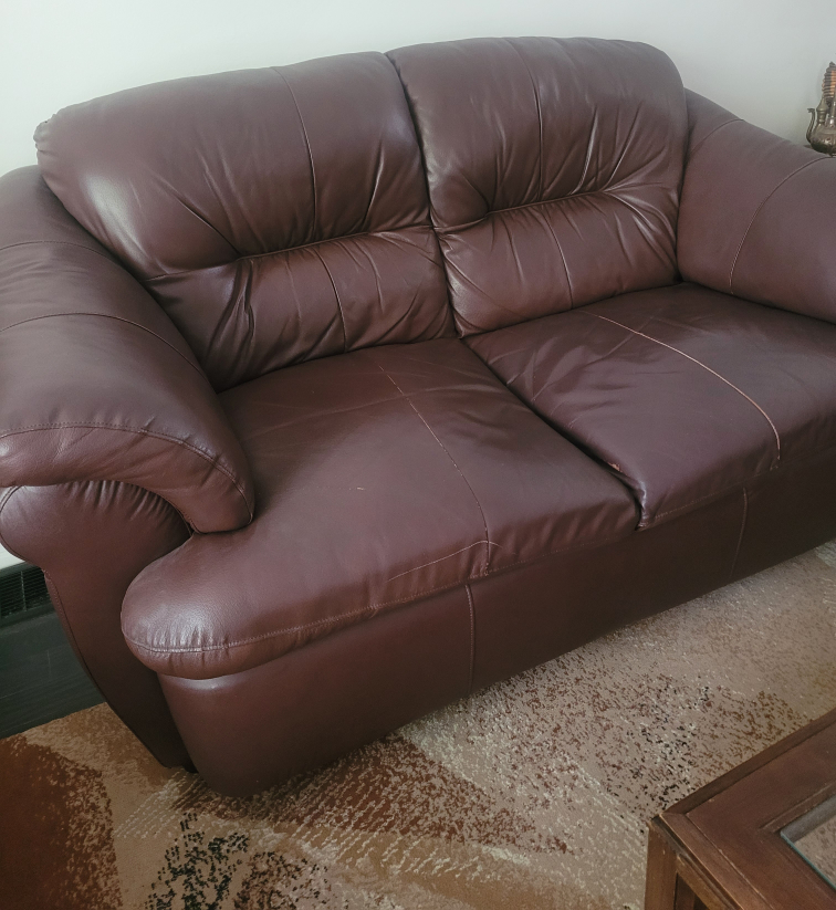 Brown Leather Love Seat