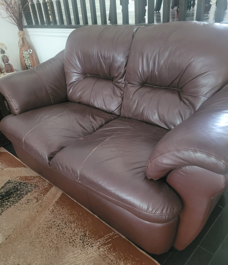 Brown Leather Love Seat - photo 2