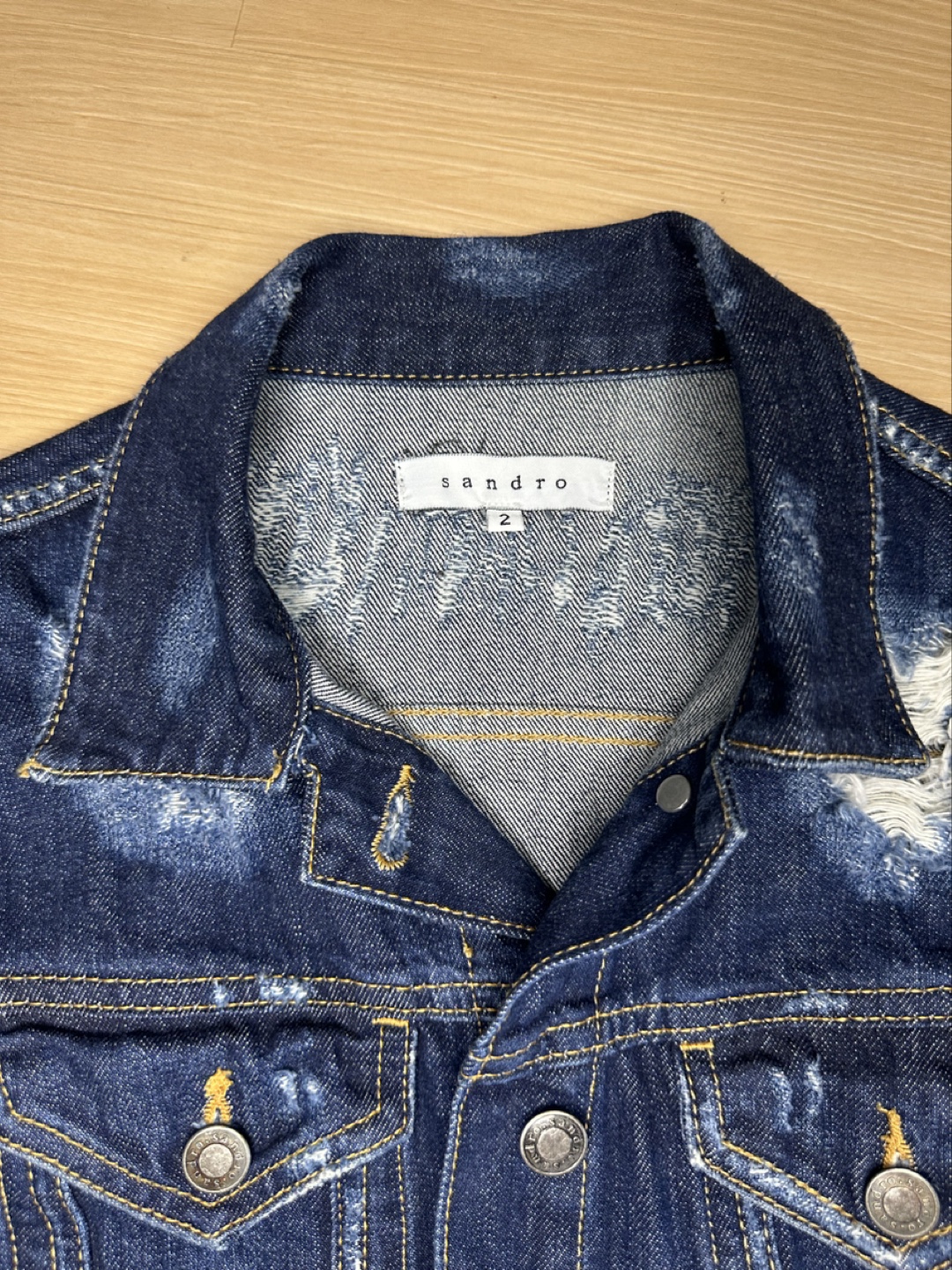 Sandro Distressed Denim Jacket
