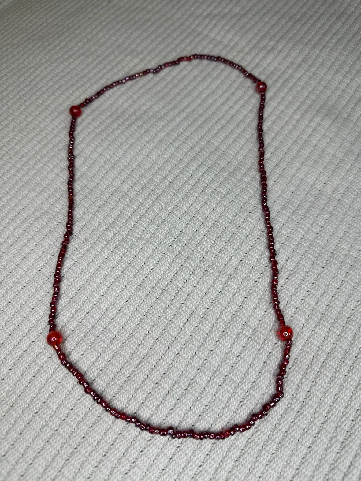Red Glass Pearly Beaded Necklace #freecycle thumbnail