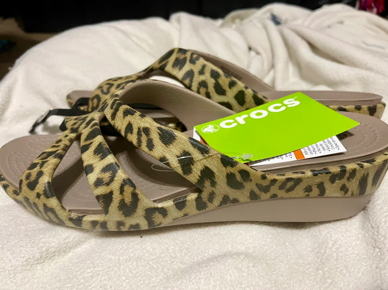 Crocs Women's Leopard Print Wedge Sandals image indicator(2)