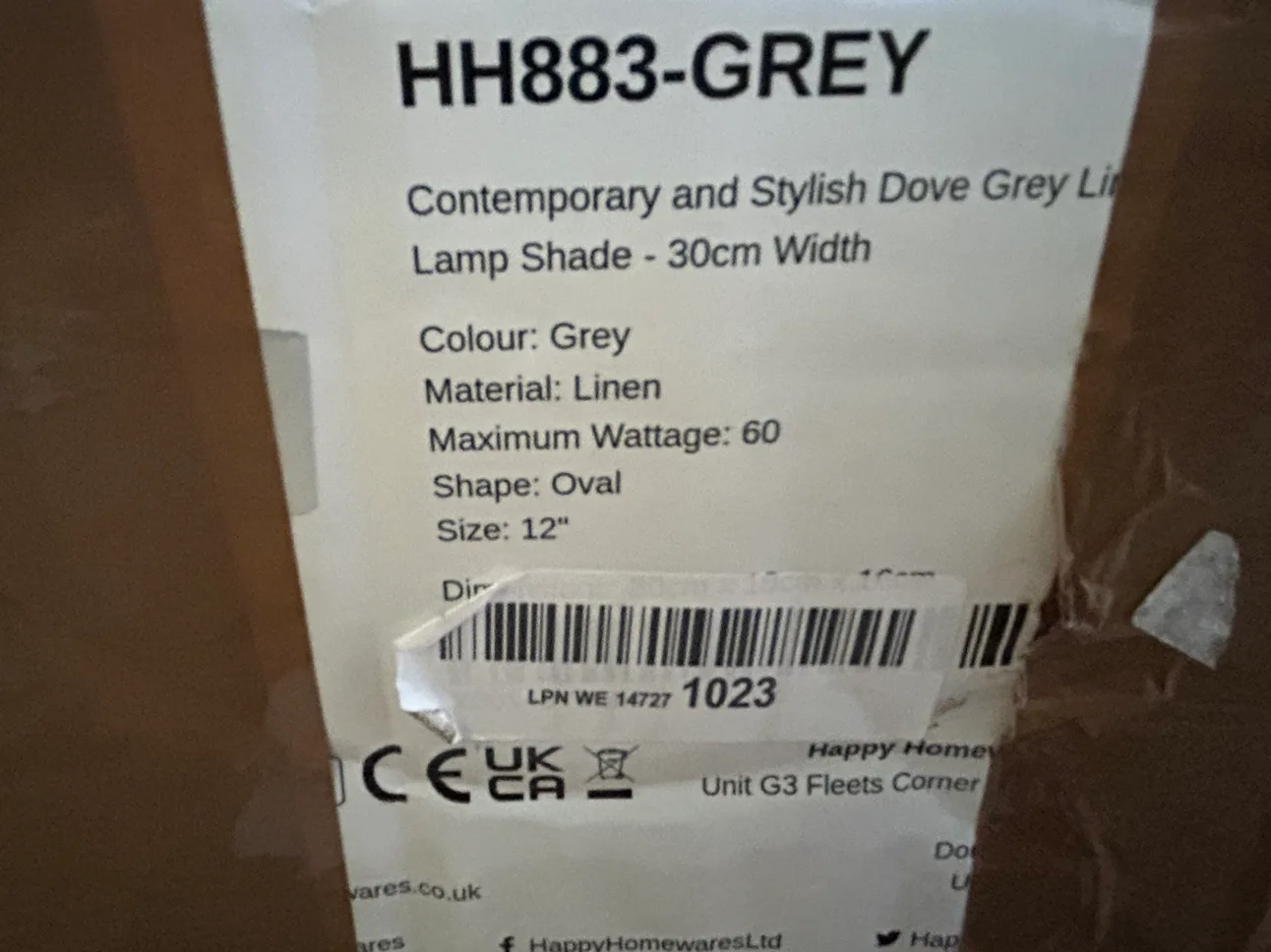 12" Grey Linen Oval Lamp Shade image indicator(2)