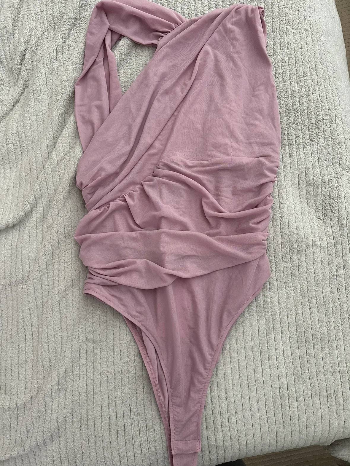 Zara Draped Asymmetrical Tulle Bodysuit image indicator(3)