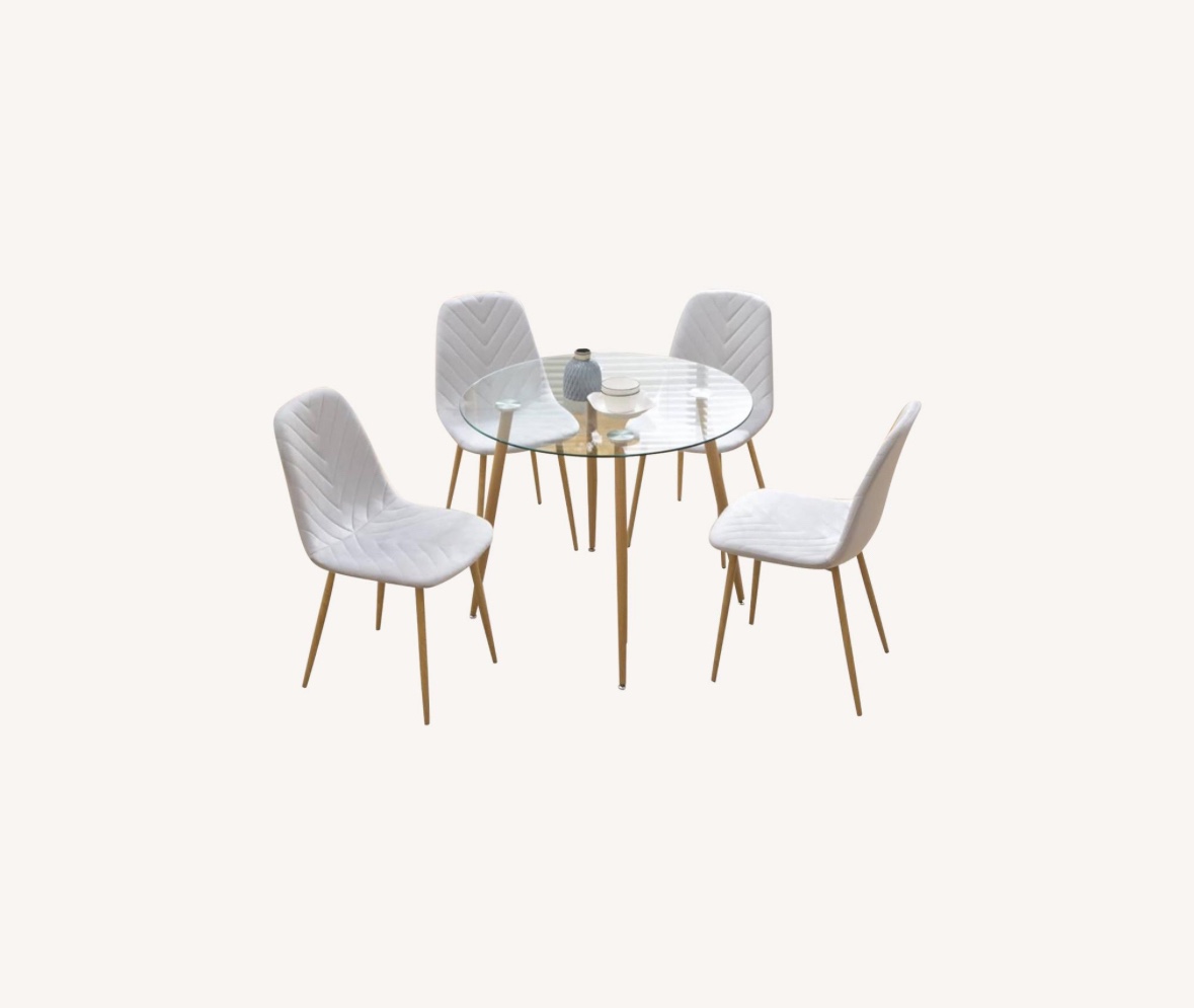 Glass Table and Four Chairs Set