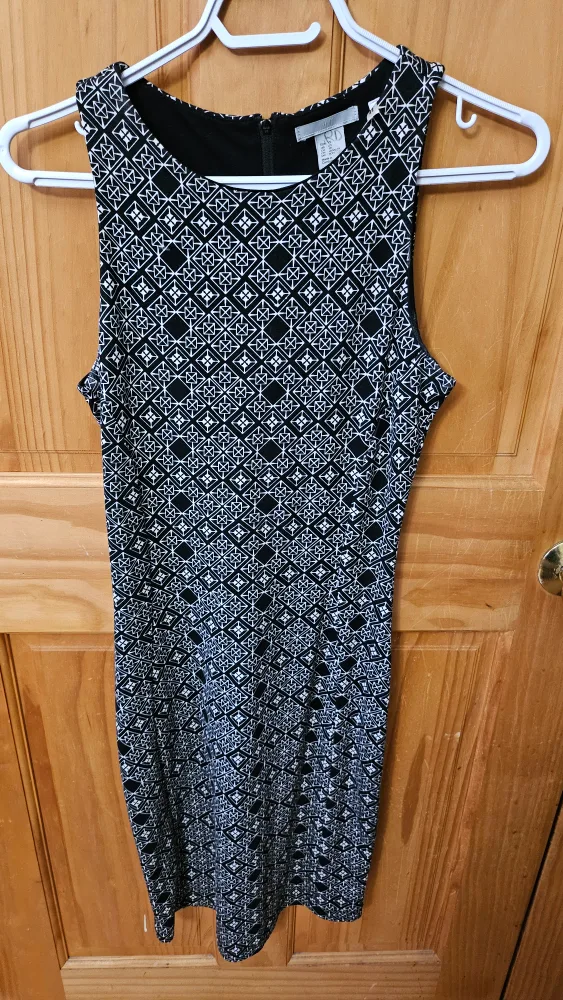 Black and White Patterned Dress thumbnail