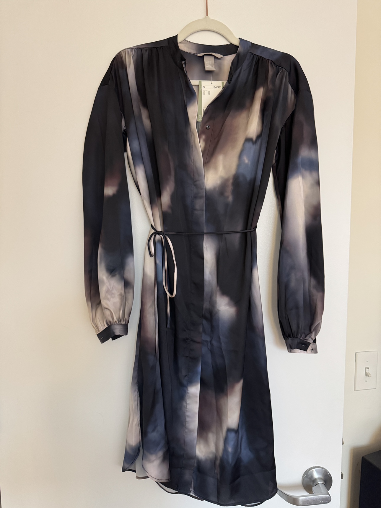 Long Sleeve Tie-Waist Dress
