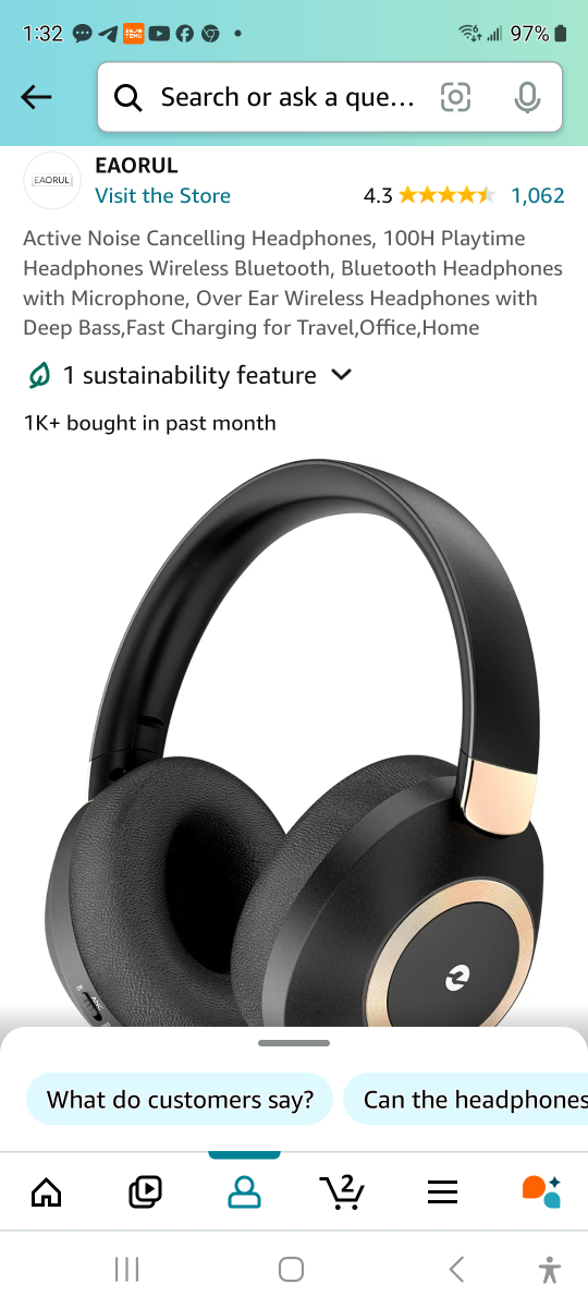 Brand new Active Noise Cancelling Headphones 100mh.