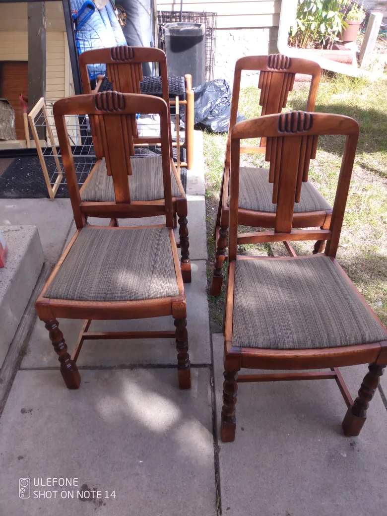 Set of Four Vintage  Oak Dining Chairs 1930s