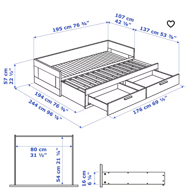 White Daybed with Mattress & Storage Drawers Twin - photo 3