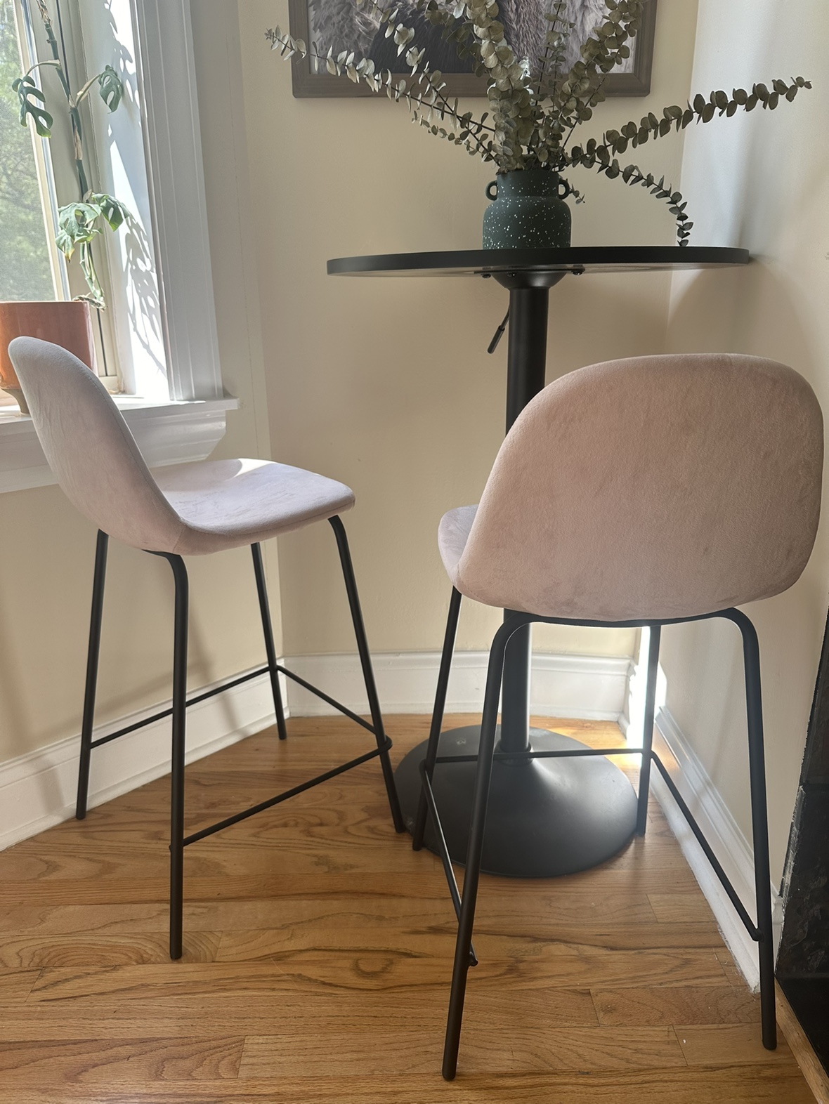 Pink Velvet Counter Stools