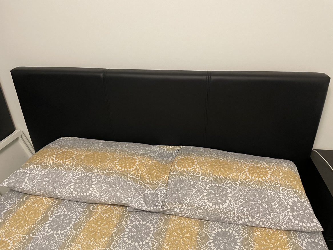 Black Leather Headboard with stand and mattress - photo 2